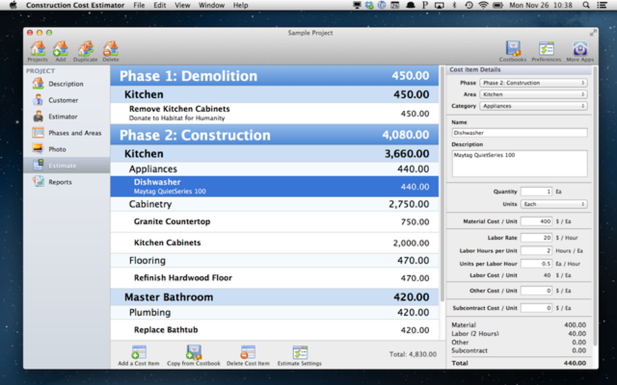 contractor estimating software for mac